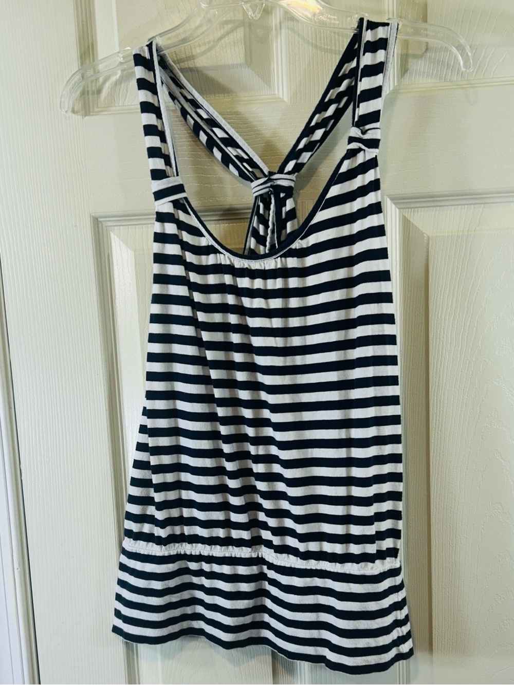 Banana Republic Black & White Striped Knot-Back Tank
